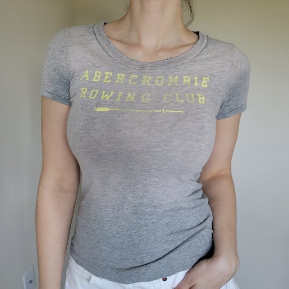 Distressed Grey "Rowing Club" Cotton Tee - Picture 1 of 7